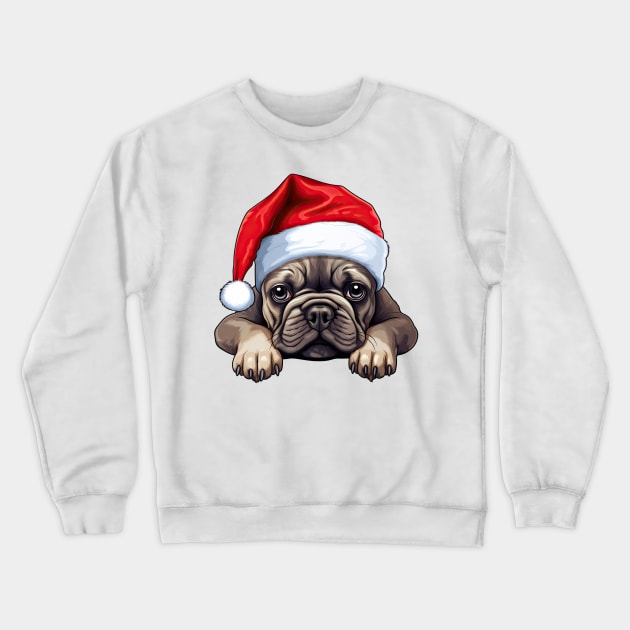 Christmas Peeking French Bulldog Crewneck Sweatshirt by Chromatic Fusion Studio